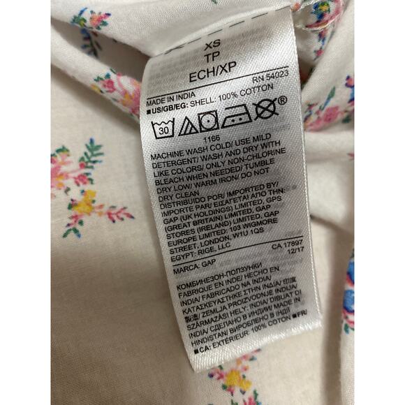 Gap Women's White Floral Print Cotton Long Sleeve Button Down Shirt Top Size XS - Picture 6 of 6